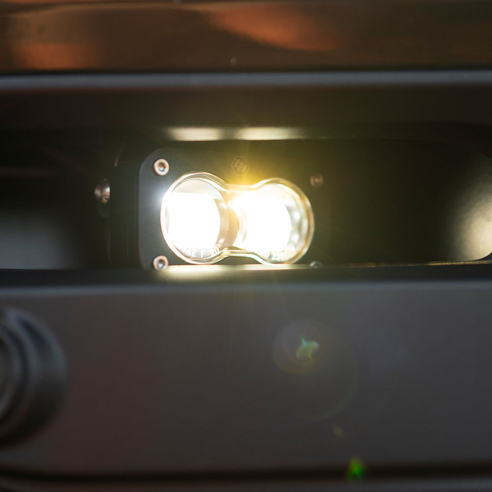+2022 Toyota Tundra Led vent cover (ASA Matte Black) Baja Designs S2 + Baja Designs S2 SAE Black Light Pod Pair