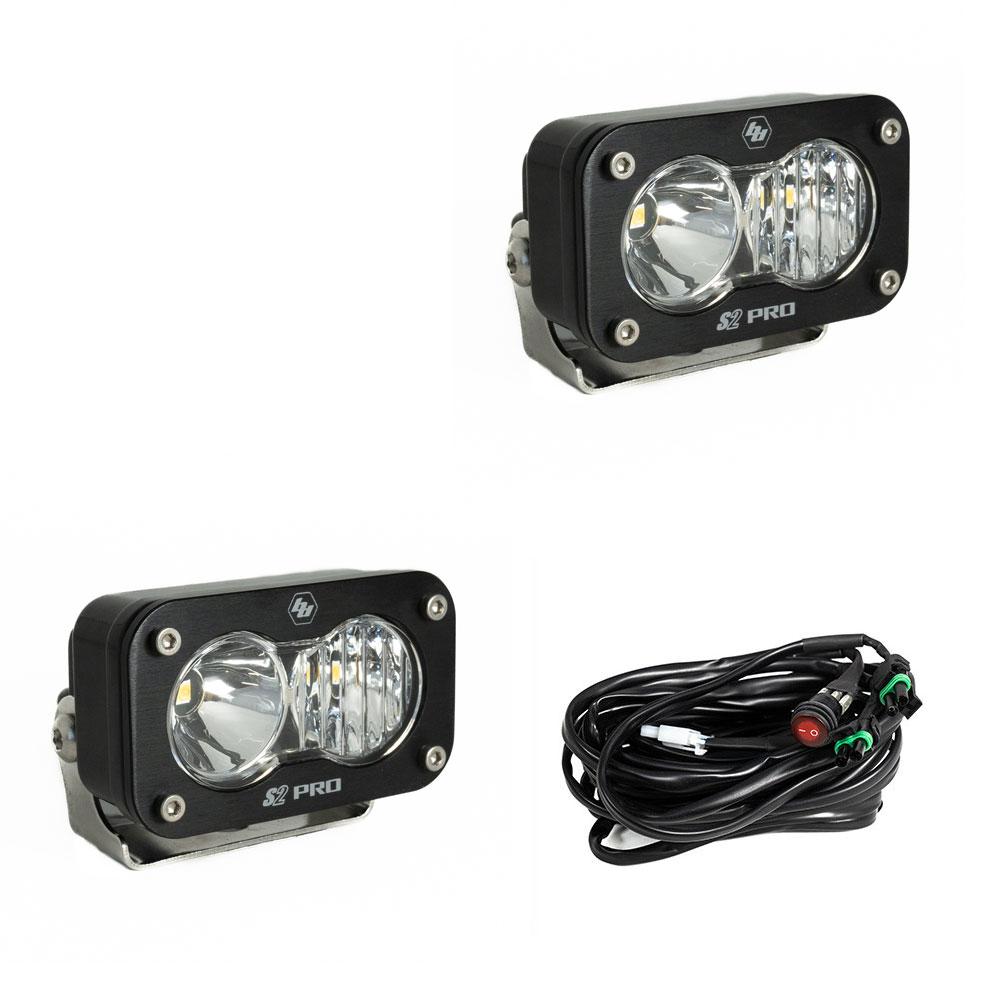 +2022 Toyota Tundra Led vent cover (ASA Matte Black) Baja Designs S2 + Baja Designs S2 PRO Black Light Pod Pair