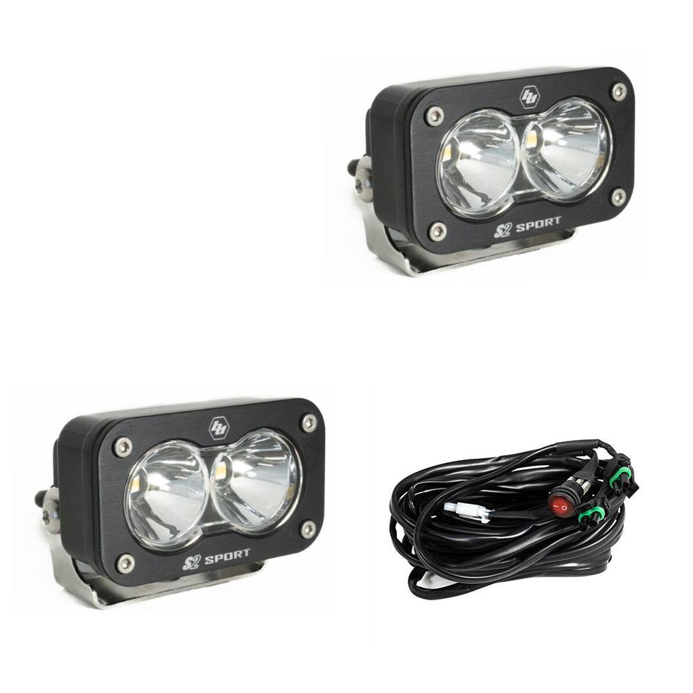 +2022 Toyota Tundra Led vent cover (ASA Matte Black) Baja Designs S2 + Baja Designs S2 Sport Black Light Pod Pair