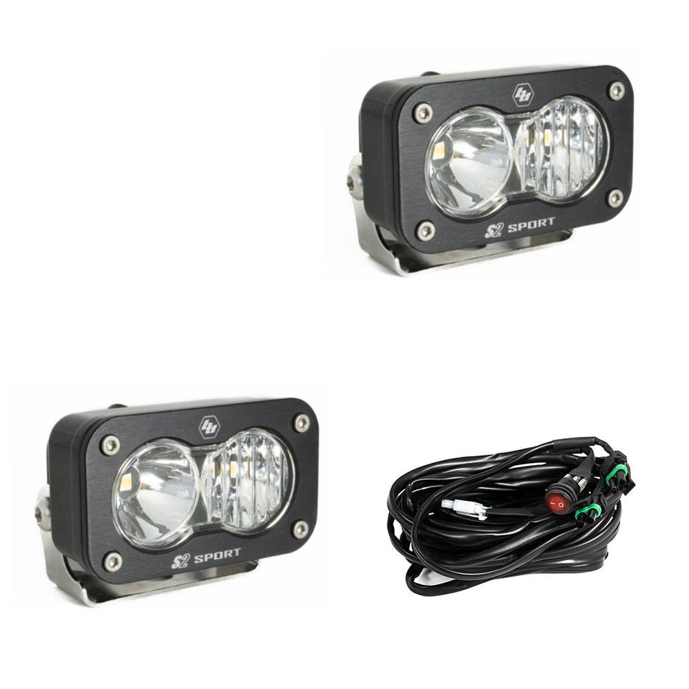 +2022 Toyota Tundra Led vent cover (ASA Matte Black) Baja Designs S2 + Baja Designs S2 Sport Black Light Pod Pair