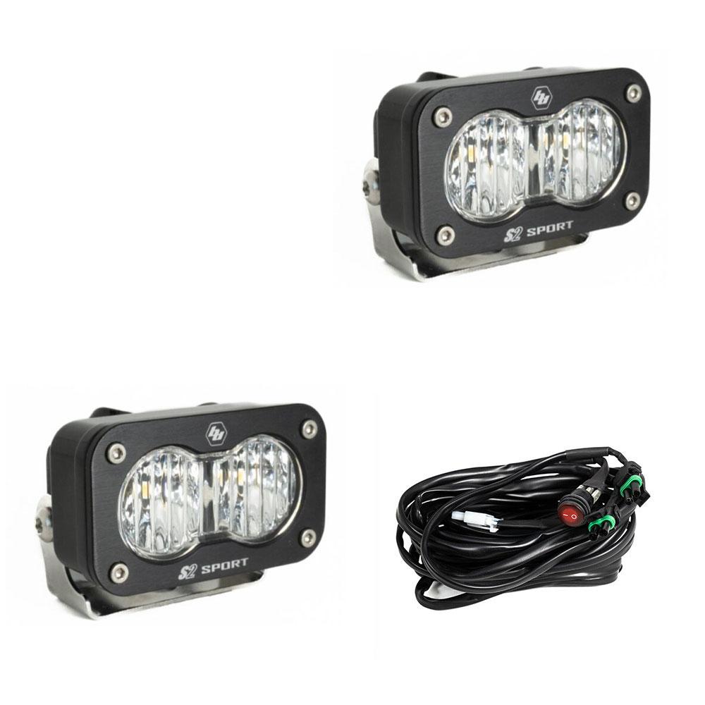 +2022 Toyota Tundra Led vent cover (ASA Matte Black) Baja Designs S2 + Baja Designs S2 Sport Black Light Pod Pair