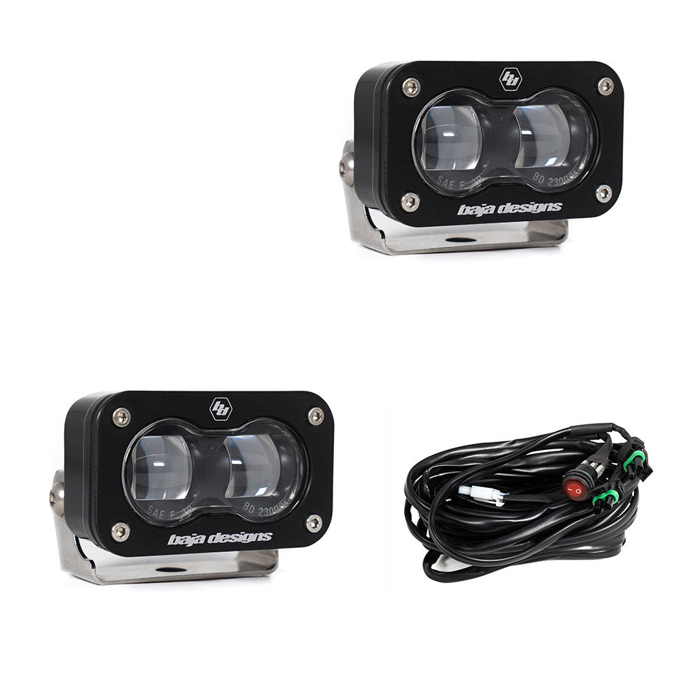 +2022 Toyota Tundra Led vent cover (ASA Matte Black) Baja Designs S2 + Baja Designs S2 SAE Black Light Pod Pair