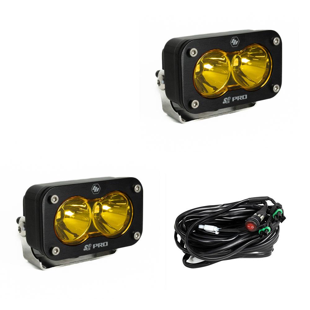 +2022 Toyota Tundra Led vent cover (ASA Matte Black) Baja Designs S2 + Baja Designs S2 PRO Black Light Pod Pair