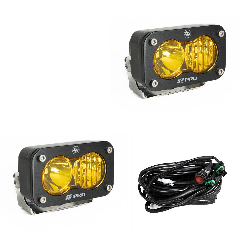 +2022 Toyota Tundra Led vent cover (ASA Matte Black) Baja Designs S2 + Baja Designs S2 PRO Black Light Pod Pair