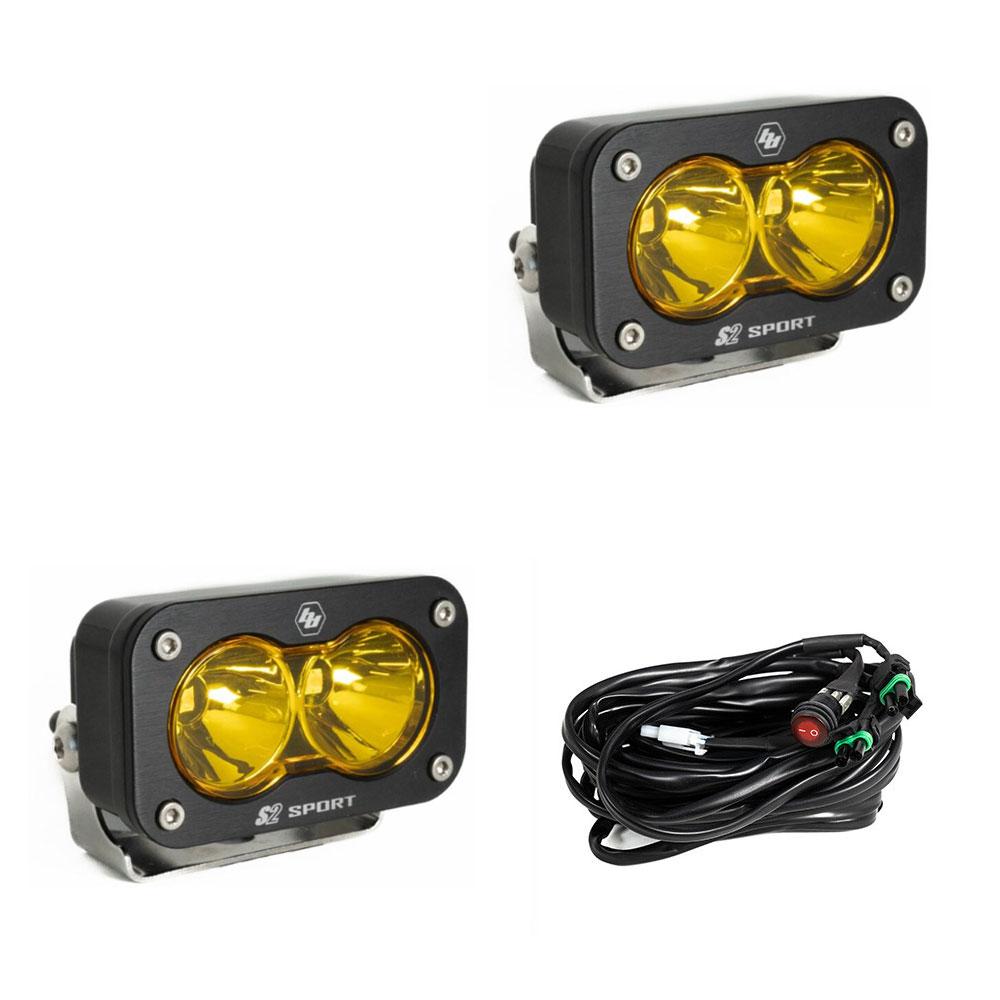 +2022 Toyota Tundra Led vent cover (ASA Matte Black) Baja Designs S2 + Baja Designs S2 Sport Black Light Pod Pair