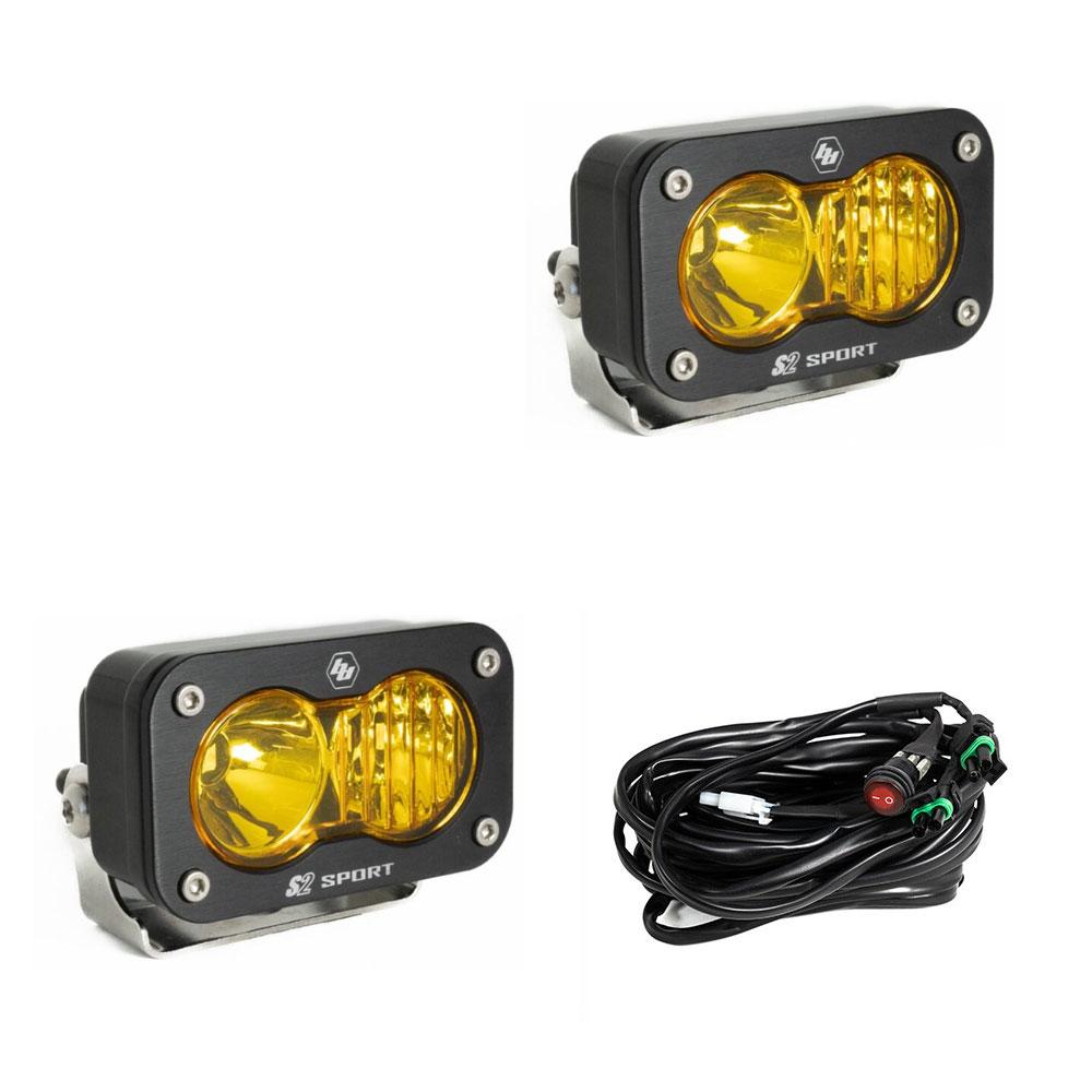 +2022 Toyota Tundra Led vent cover (ASA Matte Black) Baja Designs S2 + Baja Designs S2 Sport Black Light Pod Pair