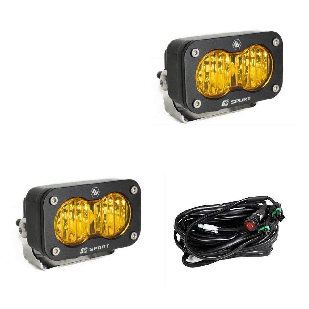 +2022 Toyota Tundra Led vent cover (ASA Matte Black) Baja Designs S2 + Baja Designs S2 Sport Black Light Pod Pair