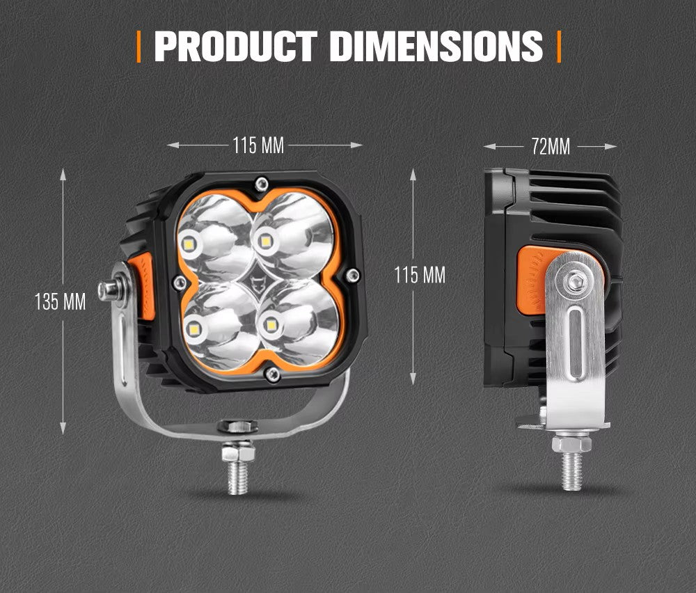 LIGHTFOX 5 Inch 50w Auxiliary Offroad Assembly Cube Led Pod Light Combo Beam LED