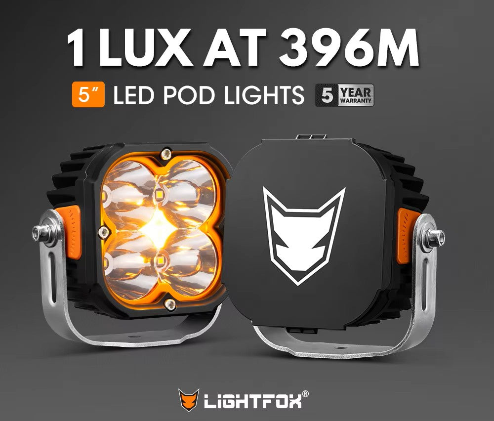 LIGHTFOX 5 Inch 50w Auxiliary Offroad Assembly Cube Led Pod Light Combo Beam LED