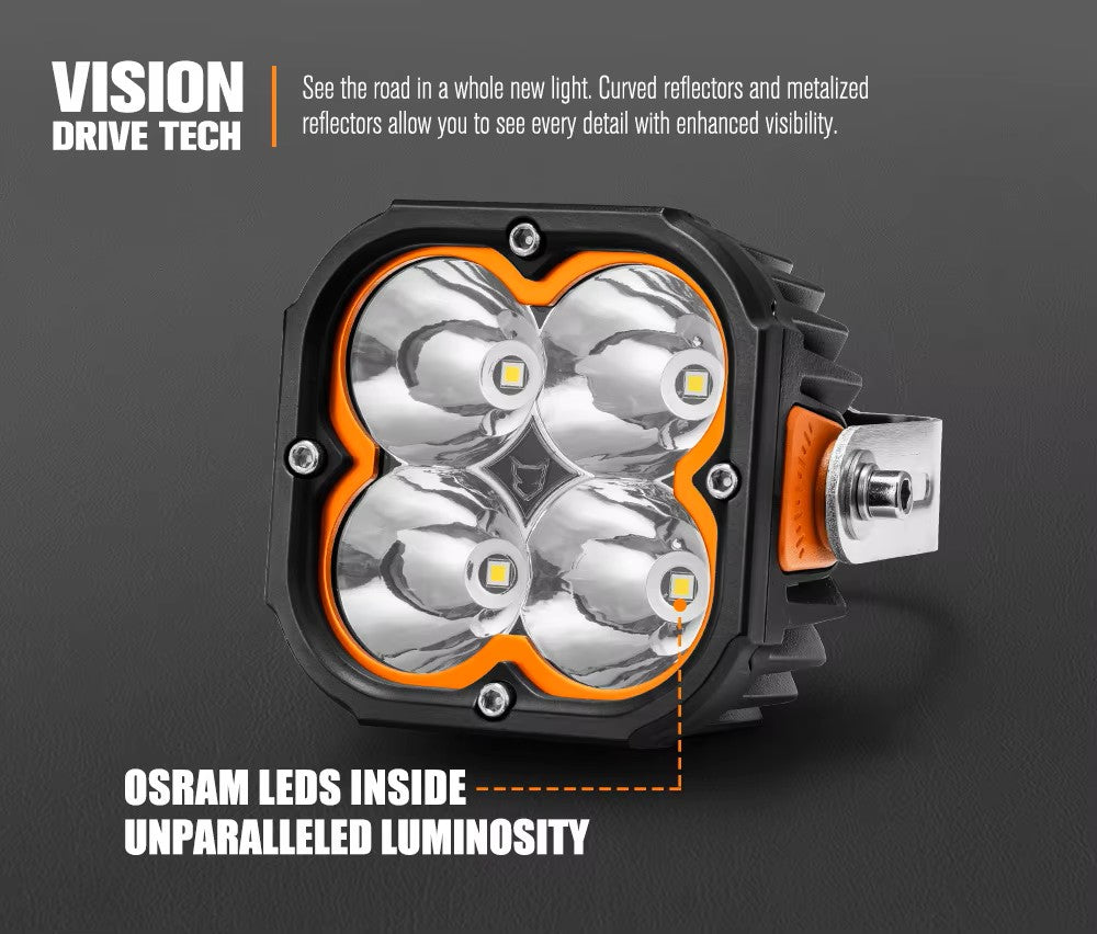 LIGHTFOX 5 Inch 50w Auxiliary Offroad Assembly Cube Led Pod Light Combo Beam LED