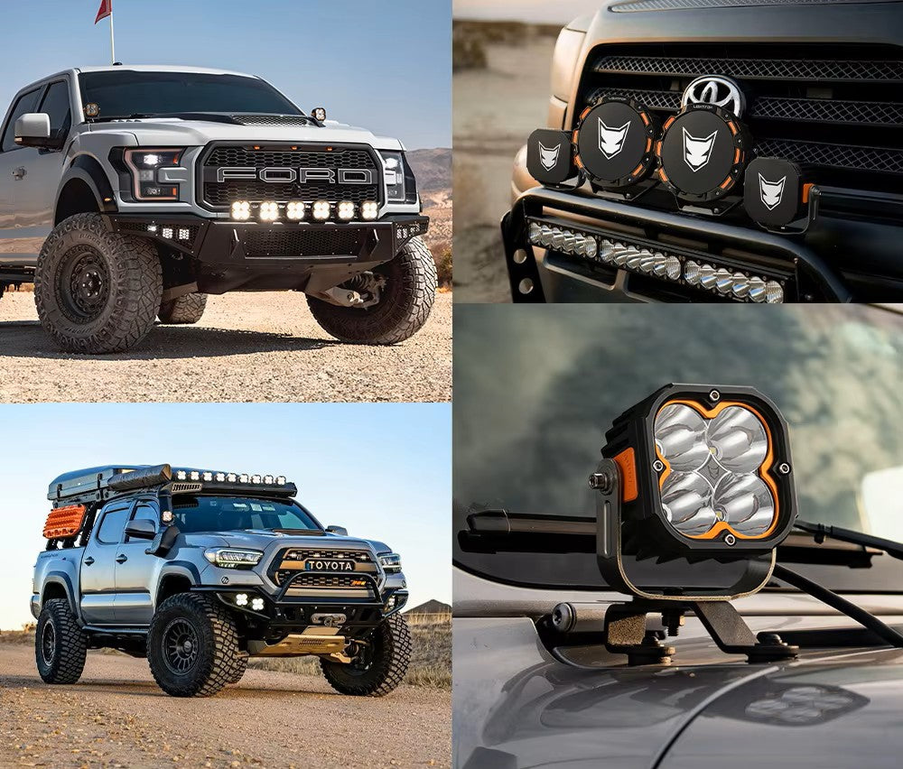 LIGHTFOX 5 Inch 50w Auxiliary Offroad Assembly Cube Led Pod Light Combo Beam LED