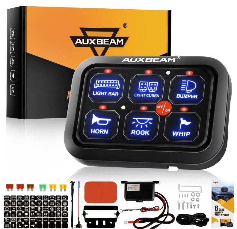 +2023 Colorado/Canyon USB USB-C Auxiliary Switch Panel + 6 Gang BLUE LED Switch Panel Auxbeam