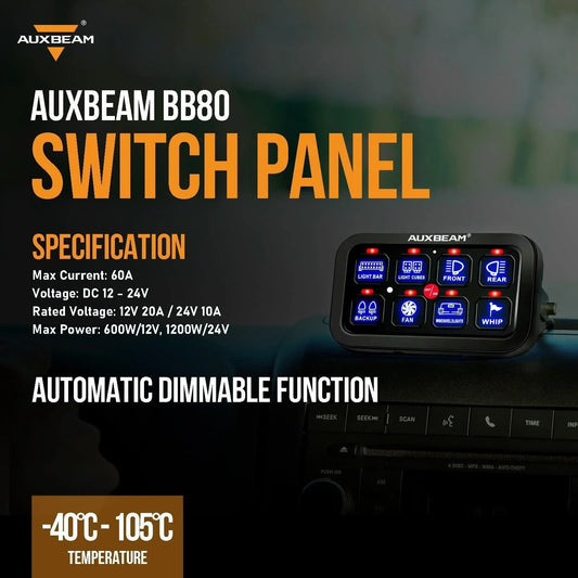 +2024 Tacoma/4Runner Switch panel mount (fit Auxbeam 8 Gang) + Single Series 8 Gang (BB80)