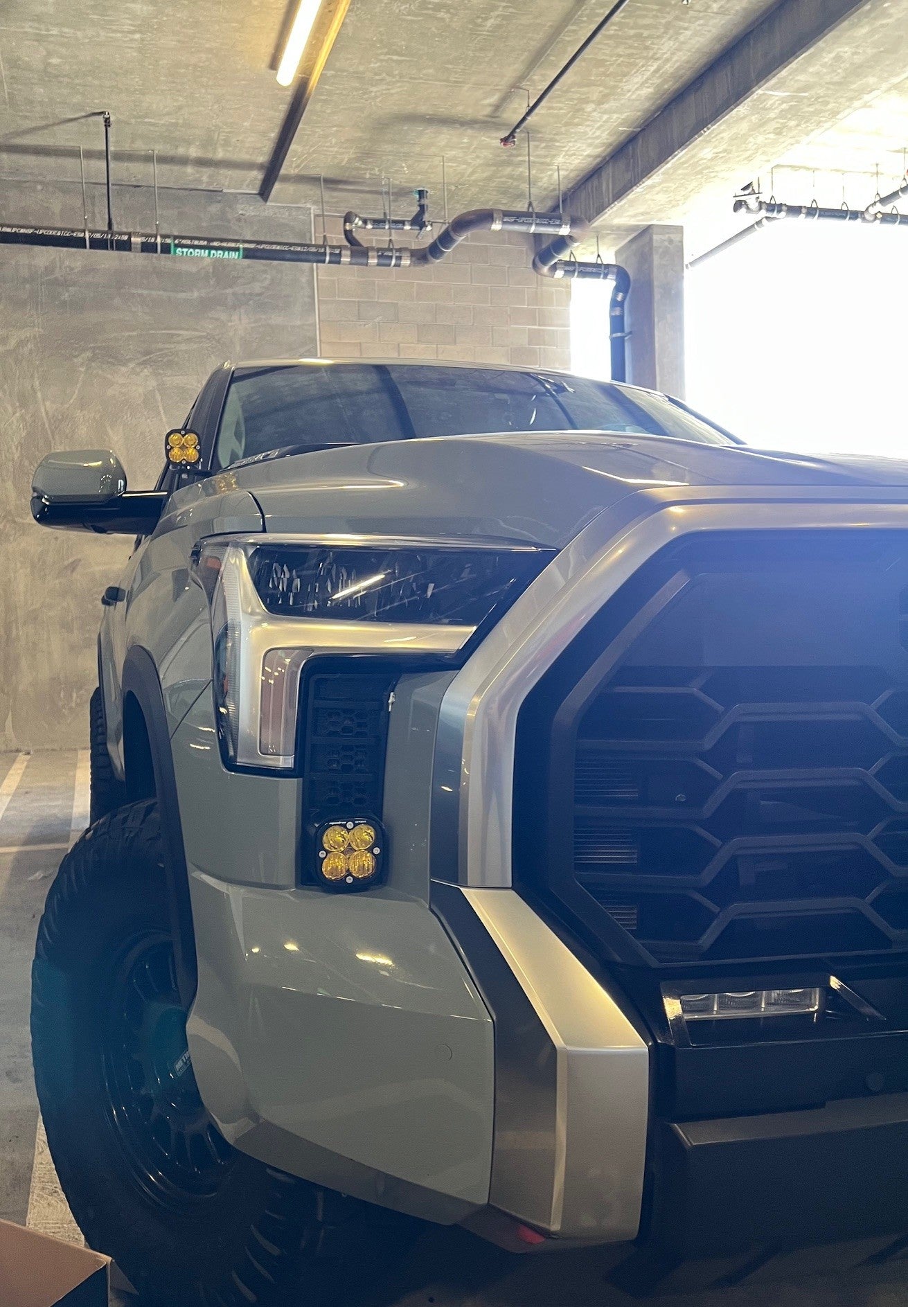 +2022 Toyota Tundra Led vent cover (ASA Matte Black) + Baja Designs Squadron SAE