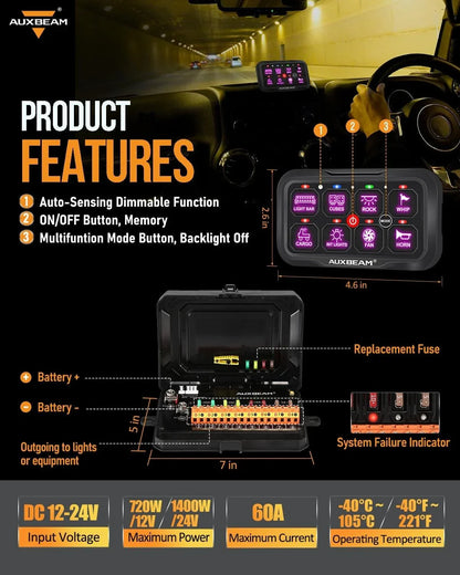 8 Gang (AC-800) RGB Switch Panel with APP&Remote Control, Toggle/ Momentary/ Pulsed Mode Supported(One-Side Output)