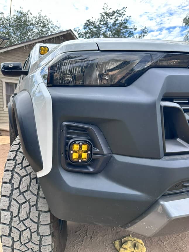 +2024 Colorado LT/TrailBoss vent cover (ASA Matte Black) + Squadron SAE LED Auxiliary Light Pod Pair