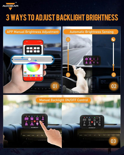 +2024 Tacoma/4Runner Switch panel mount (fit Auxbeam 8 Gang) + 8 Gang (AC-800) RGB