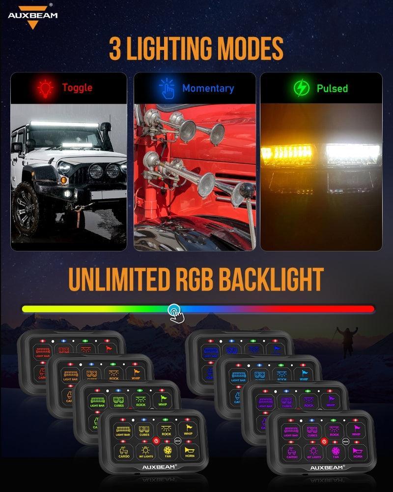 +2024 Tacoma/4Runner Switch panel mount (fit Auxbeam 8 Gang) + AR Series 8 Gang (AR-800)