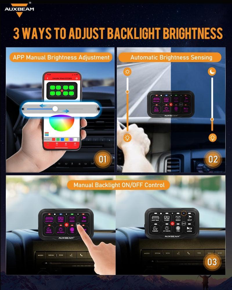 +2024 Tacoma/4Runner Switch panel mount (fit Auxbeam 8 Gang) + AR Series 8 Gang (AR-800)
