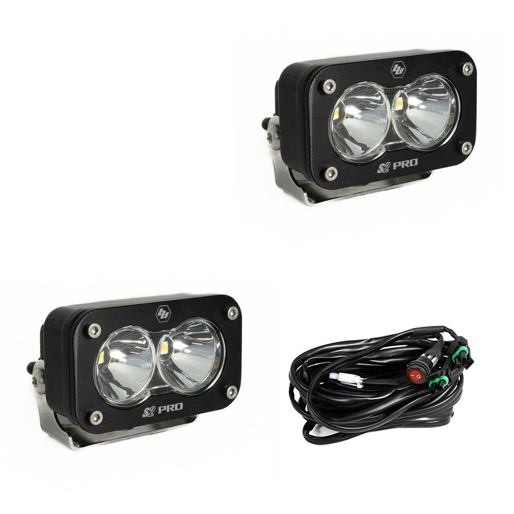 +2022 Toyota Tundra Led vent cover (ASA Matte Black) Baja Designs S2 + Baja Designs S2 PRO Black Light Pod Pair