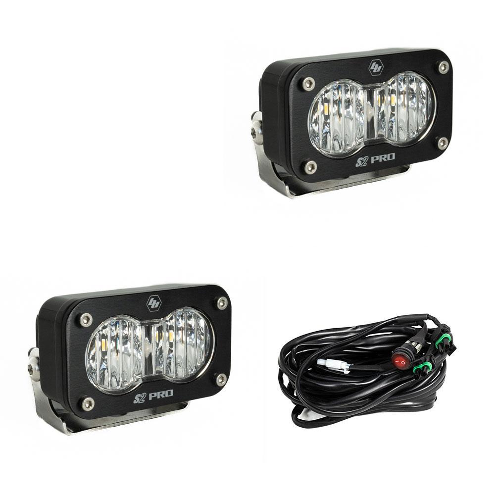 +2022 Toyota Tundra Led vent cover (ASA Matte Black) Baja Designs S2 + Baja Designs S2 PRO Black Light Pod Pair