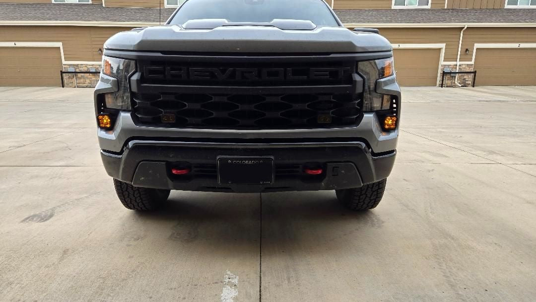 +2022 Silverado 1500 (NON LED Headlight) vent cover (ASA Matte Black) + SS3 SAE/DOT PRO LED Pod
