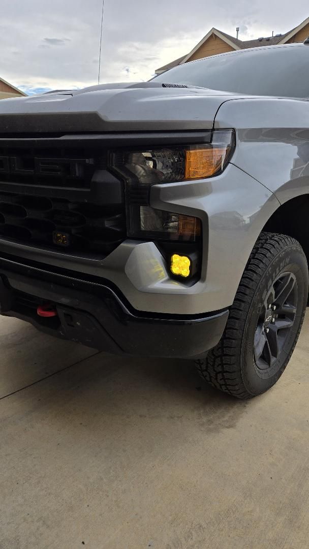 +2022 Silverado 1500 (NON LED Headlight) vent cover (ASA Matte Black) + SS3 SAE/DOT PRO LED Pod