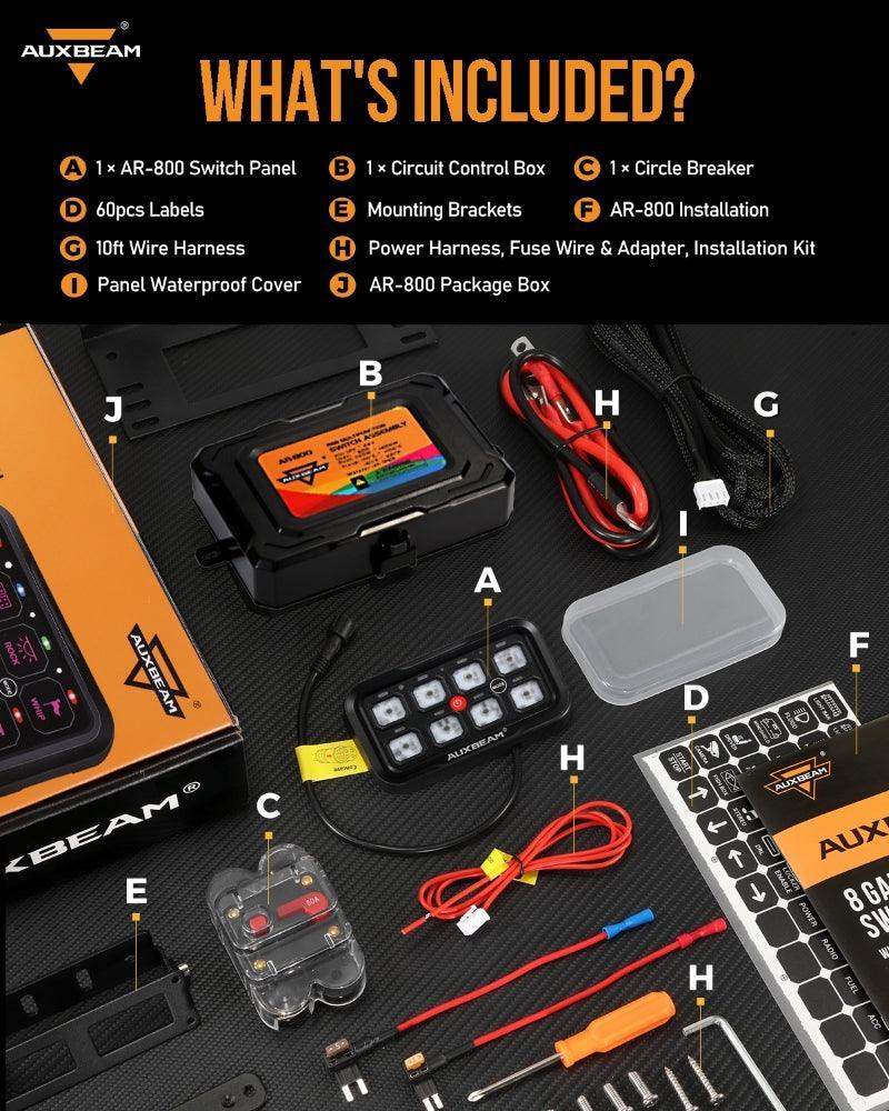 +2024 Tacoma/4Runner Switch panel mount (fit Auxbeam 8 Gang) + AR Series 8 Gang (AR-800)