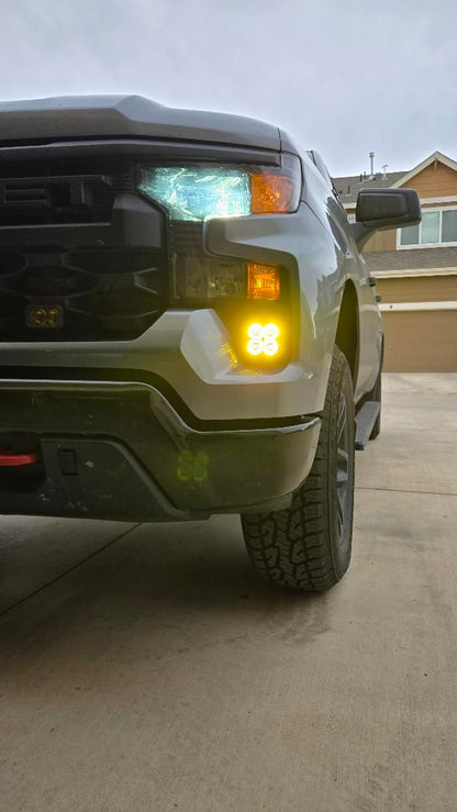 +2022 Silverado 1500 (NON LED Headlight) vent cover (ASA Matte Black) + SS3 SAE/DOT PRO LED Pod