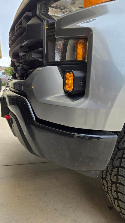 +2022 Silverado 1500 (NON LED Headlight) vent cover (ASA Matte Black) + SS3 SAE/DOT PRO LED Pod