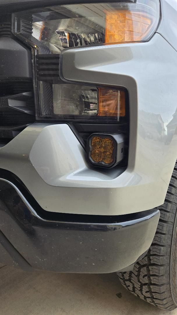 +2022 Silverado 1500 (NON LED Headlight) vent cover (ASA Matte Black) + SS3 SAE/DOT PRO LED Pod