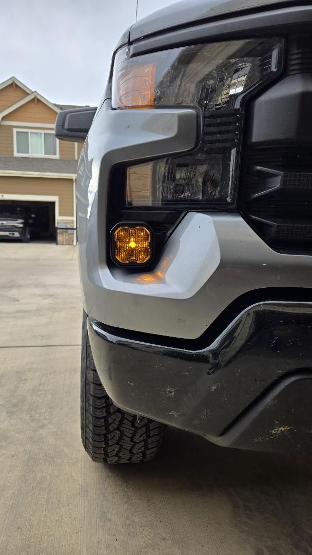 +2022 Silverado 1500 (NON LED Headlight) vent cover (ASA Matte Black) + SS3 SAE/DOT PRO LED Pod
