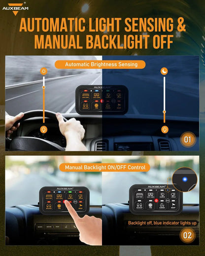 +2024 Tacoma/4Runner Switch panel mount (fit Auxbeam 8 Gang) + RGB Series 8 Gang (RA80)