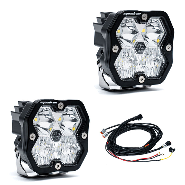 2019-2022 GMC Sierra 1500 Led vent cover (ASA Matte Black) + Baja Designs Squadron Sport 2.0
