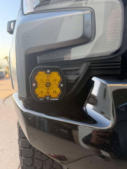 +2022 Silverado ZR2 Led vent cover (ASA Matte Black) + Baja Designs Squadron PRO 2.0