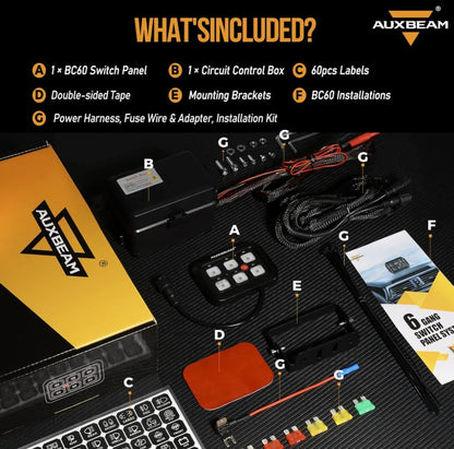 +2024 Tacoma/4Runner Switch panel mount (fit Auxbeam 6 Gang) + Single Series 6 Gang BLUE
