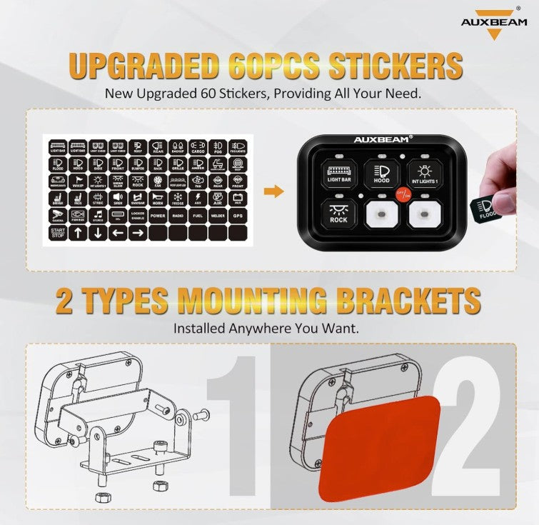 +2023 Colorado/Canyon USB USB-C Auxiliary Switch Panel + 6 Gang Switch Panel Auxbeam