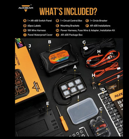 +2023 Colorado/Canyon USB USB-C Auxiliary Switch Panel + 6 Gang Switch Panel Auxbeam