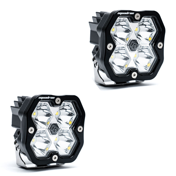 2019-2022 GMC Sierra 1500 Led vent cover (ASA Matte Black) + Baja Designs Squadron Sport 2.0