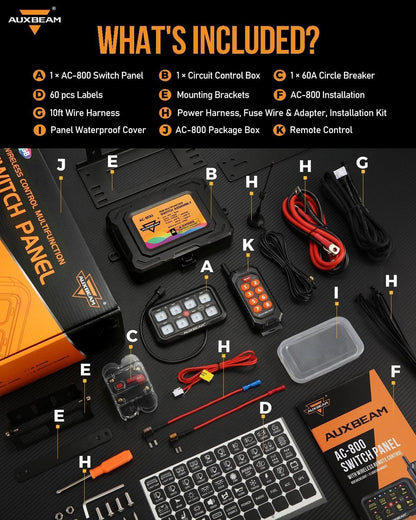 8 Gang (AC-800) RGB Switch Panel with APP&Remote Control, Toggle/ Momentary/ Pulsed Mode Supported(One-Side Output)