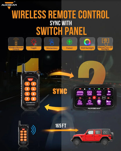 +2024 Tacoma/4Runner Switch panel mount (fit Auxbeam 8 Gang) + RC Series 8 Gang (RC-800)