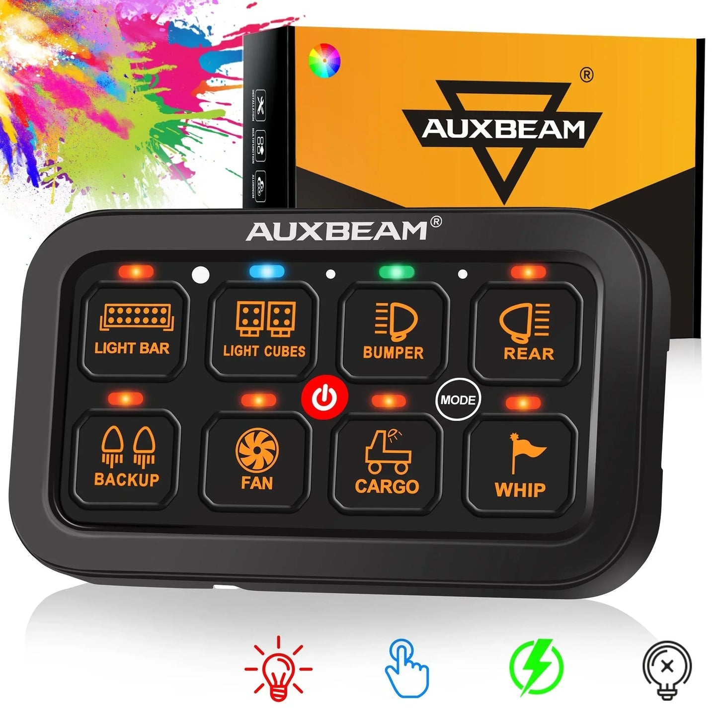 +2024 Tacoma/4Runner Switch panel mount (fit Auxbeam 8 Gang) + RGB Series 8 Gang (RA80)