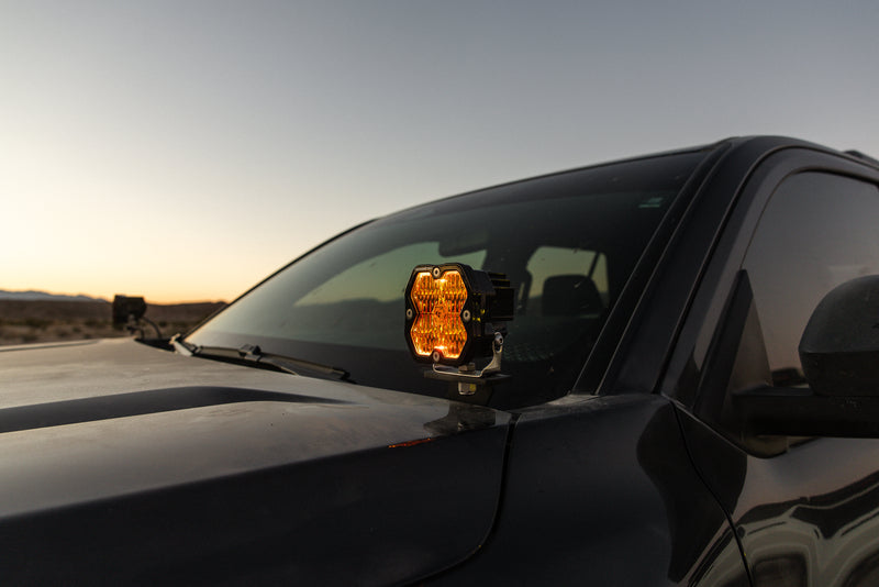 2019-2022 GMC Sierra 1500 Led vent cover (ASA Matte Black) + Baja Designs Squadron PRO 2.0