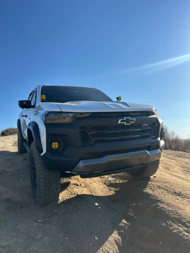 +2024 Colorado LT/TrailBoss vent cover (ASA Matte Black) + Squadron SAE LED Auxiliary Light Pod Pair