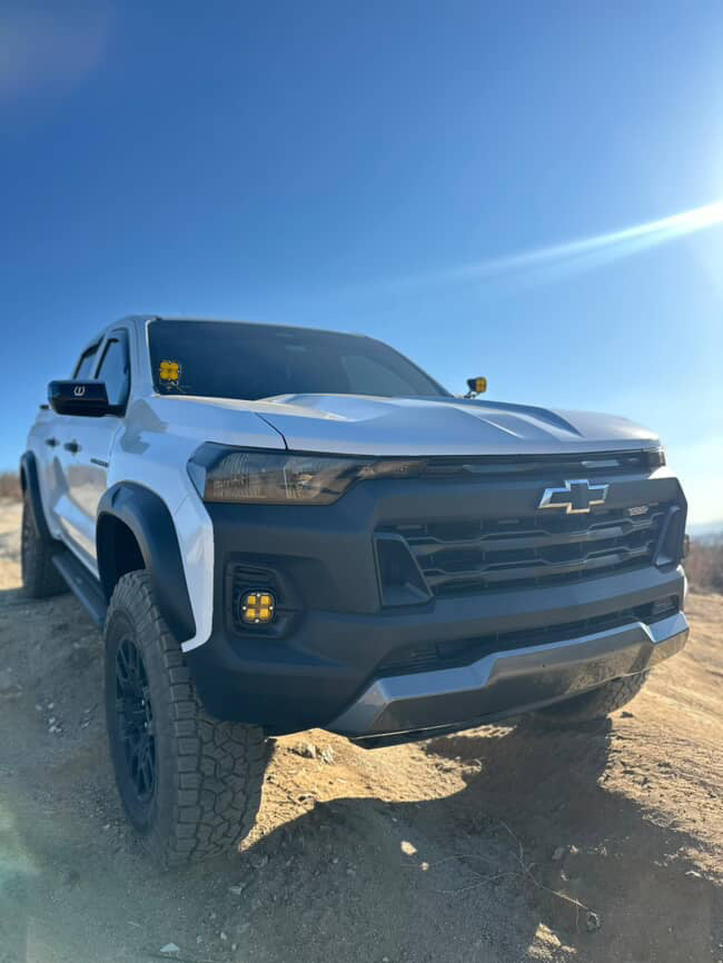 +2024 Colorado LT/TrailBoss vent cover (ASA Matte Black) + Squadron SAE LED Auxiliary Light Pod Pair