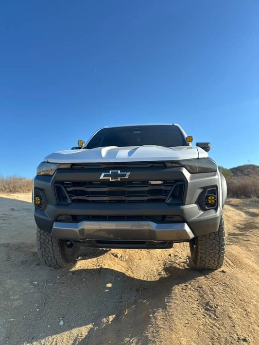 +2024 Colorado LT/TrailBoss vent cover (ASA Matte Black) + Squadron SAE LED Auxiliary Light Pod Pair
