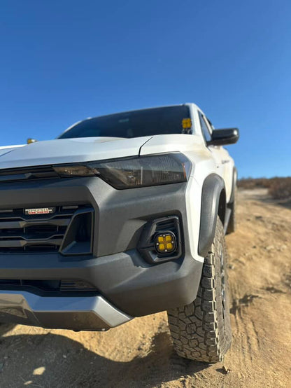 +2024 Colorado LT/TrailBoss vent cover (ASA Matte Black) + Squadron SAE LED Auxiliary Light Pod Pair