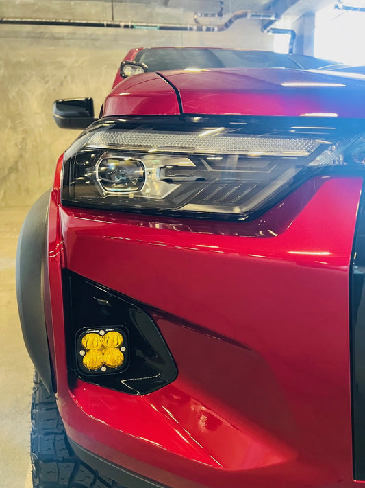 +2023 Colorado ZR2 Foglight conversion (Gloss Black) + Squadron SAE LED Auxiliary Light Pod Pair